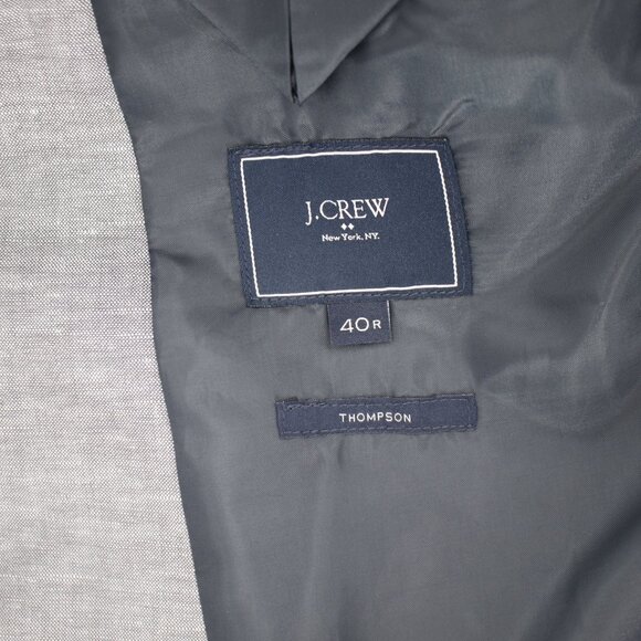 J crew sport coat mens 40R slub linen Thompson two button gray notch lapel - Picture 11 of 12